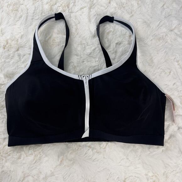 Victoria's Secret Knockout Front Close Underwire Sports Bra Black White 38DDD - Picture 1 of 8